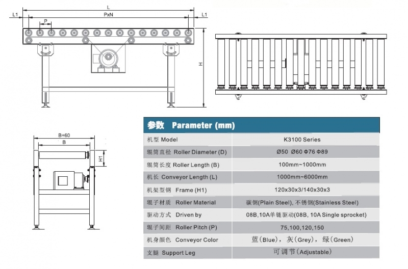 Single Chain Drive Roller Conveyor