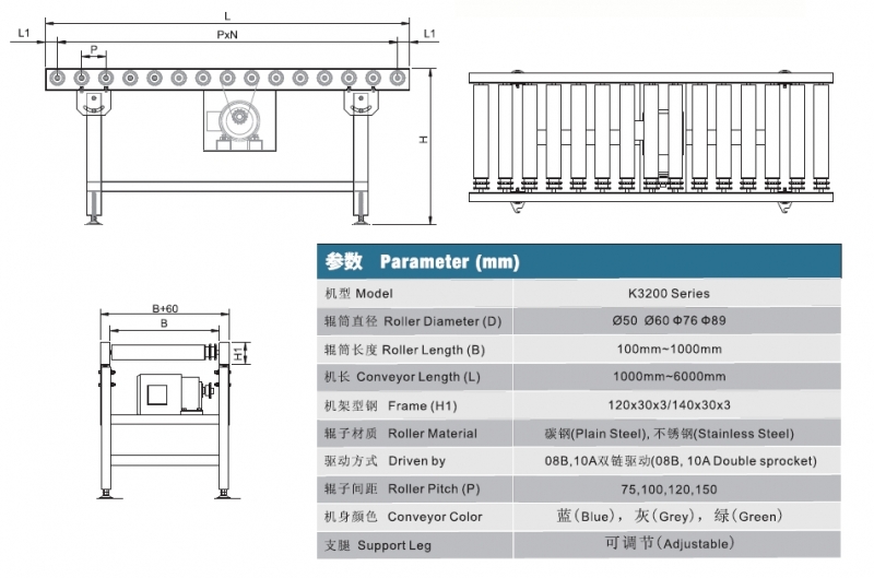 Double Chain Drive Roller Conveyor